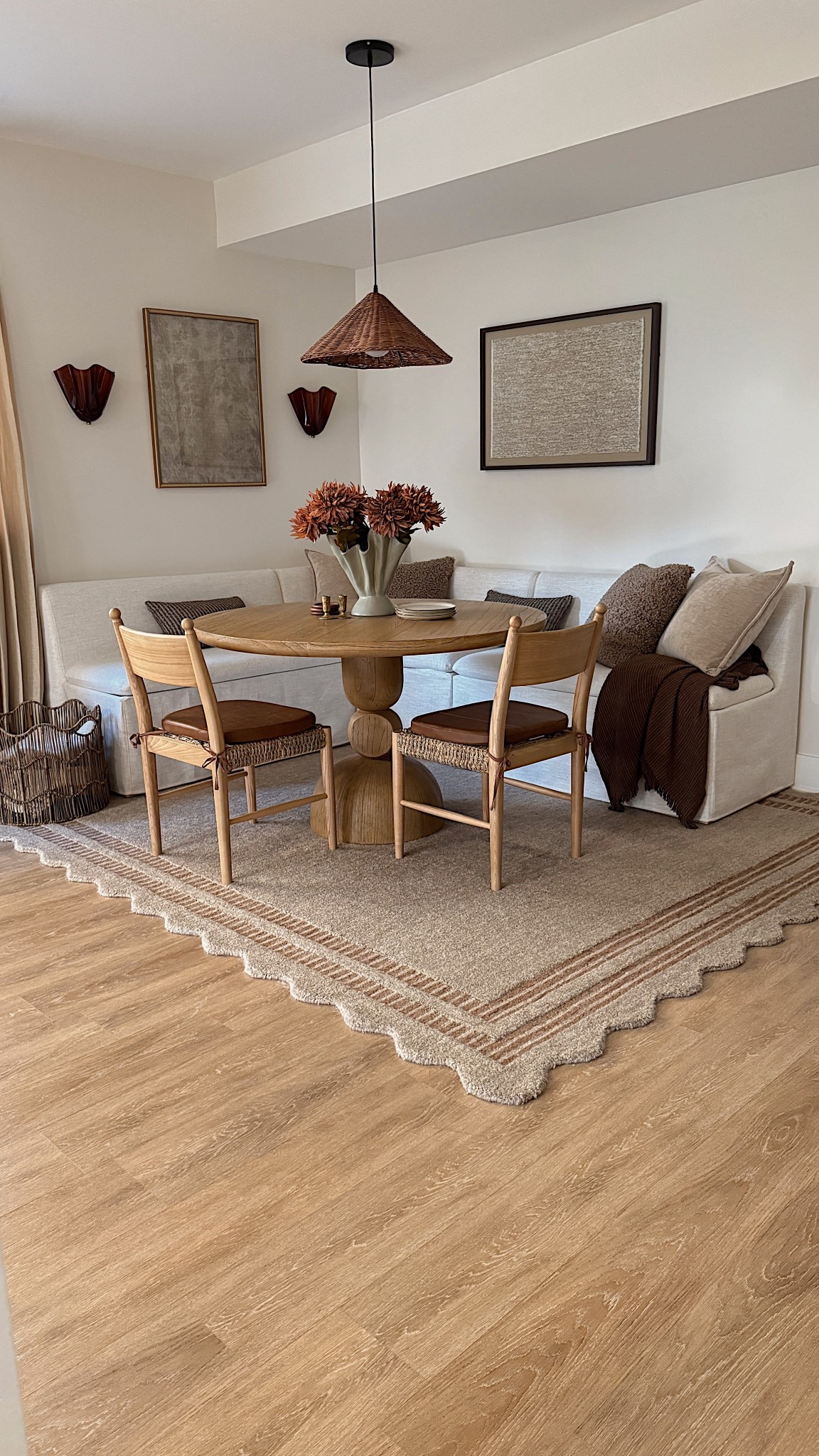 My most fav corner of our home- we use it everyday and so happy we made this vision come to life— perfect banquette with storage underneath and this scalloped rug is truly perfection 😮‍💨🤩

#LTKHome