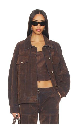 BY.DYLN Azalea Jacket in Chocolate. - size XL | Revolve Clothing (Global)