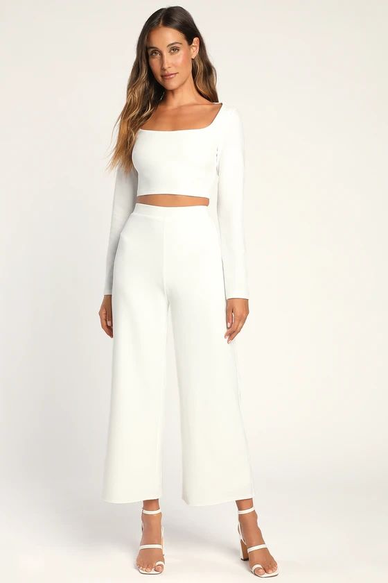 Chic Night Out White Long Sleeve Two-Piece Jumpsuit | Lulus (US)