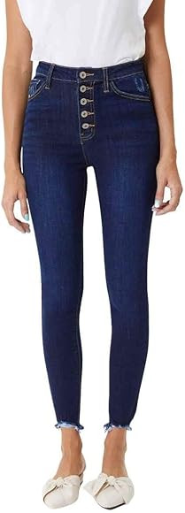 Women's High Rise Button Fly Distressed Super Skinny Jeans | Amazon (US)