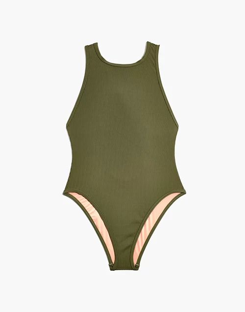 Madewell Second Wave Ribbed Cutout-Back One-Piece Swimsuit | Madewell
