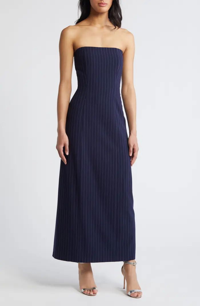 Steve Madden Lexington Pinstripe Strapless Maxi Dress | Nordstrom | Nordstrom