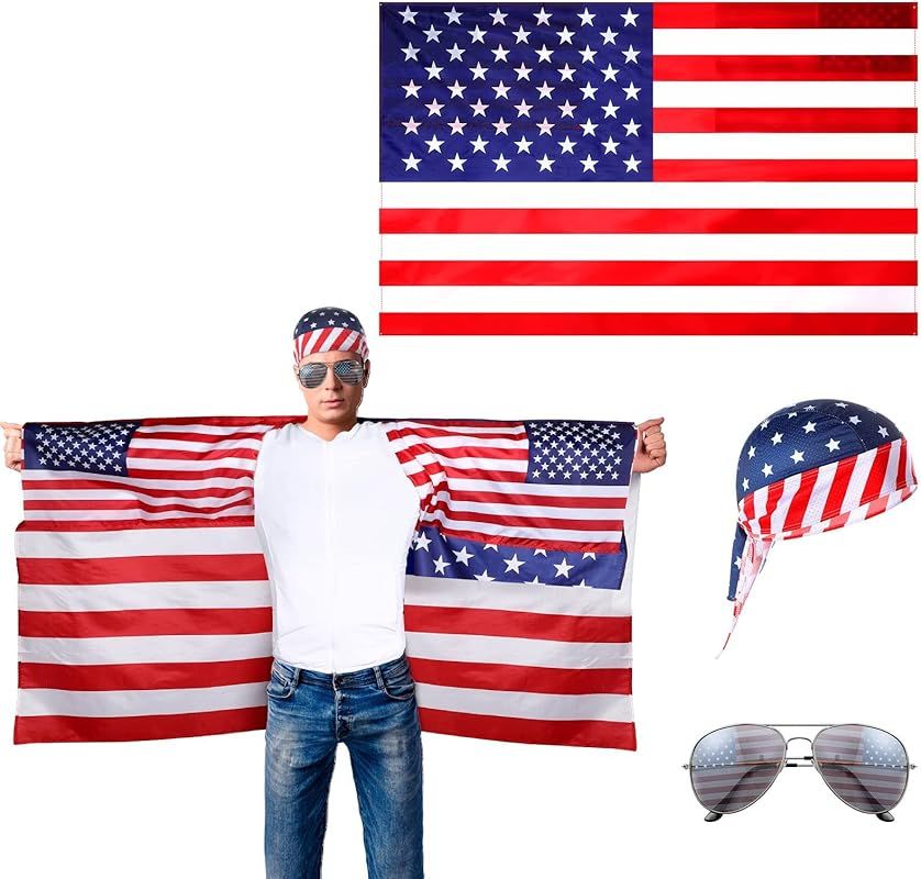 Foaincore American Flag Costume Set American Flag Cape with Sleeves Classic Flag Quick-drying Pir... | Amazon (US)