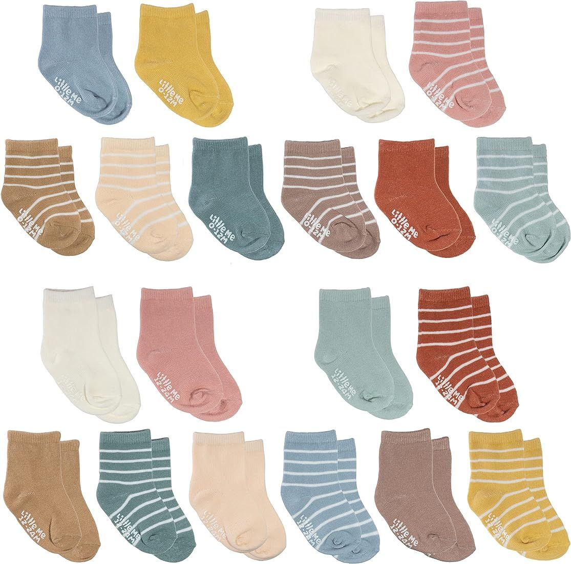 Little Me 20-Pack Newborn Baby Infant & Toddler Unisex Socks, For Baby Girl or Boy, 0-12 & 12-24 Months, Assorted Size Pack | Amazon (US)
