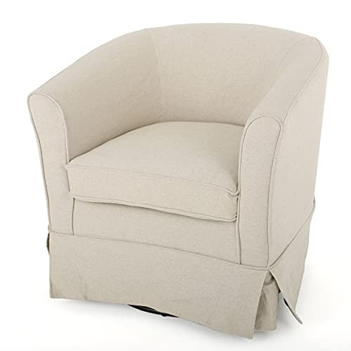 Christopher Knight Home Cecilia Swivel Chair with Loose Cover, Natural Fabric, Dimensions: 28.74... | Amazon (US)