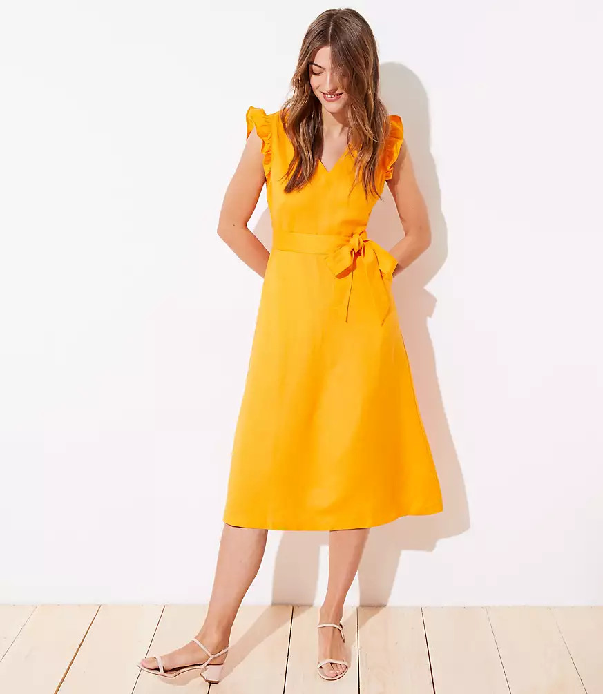 Cutout Button Back Midi Dress | LOFT