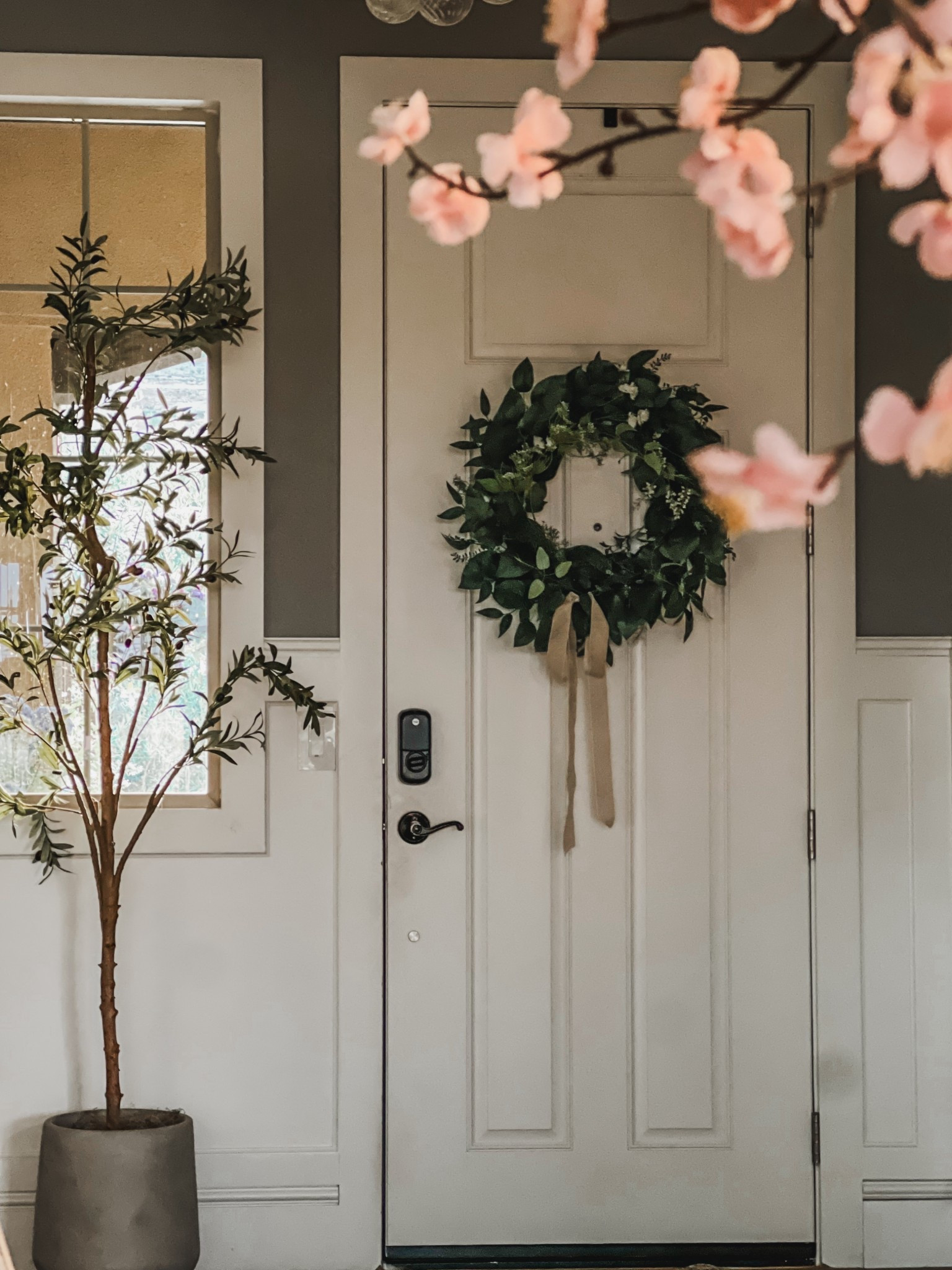 Sprucing up the front entryway for summer.  Small little upgrade = BIG impact.  New door wreath.

Wreath.  Door.  Greenery.  Bow.  Entry.  Home Decor. Olive tree.  Faux.  Faux Olive. floral wreath.  Indoor wreath.  McGee.  Threshold.  Target home decor. 

#LTKHome #LTKSeasonal #LTKFindsUnder50