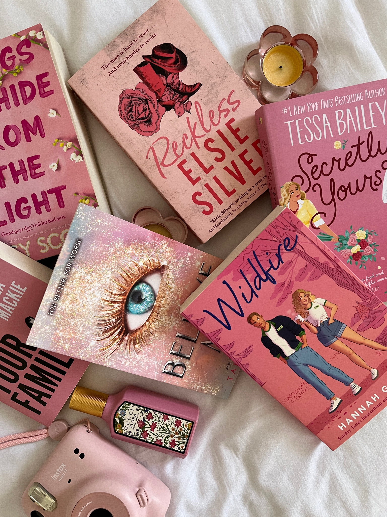 having a pink book cover moment on my bookstagram account!

aren’t these the prettiest shades of pink you’ve ever seen!! 🩷🎀🌸🌷🌿 i haven’t read all these books and i’m dying to read them all soon!!

books in photo:

— 🎀 things we hide from the light by lucy score 
— 🎀 believe me by tahereh mafi
— 🎀 how to kill your family by bella mackie
— 🎀 wildfire by hannah grace
— 🎀 secretly yours by tessa bailey 
— 🎀 reckless by elsie silver

#LTKhome #LTKfindsunder100 #LTKGiftGuide