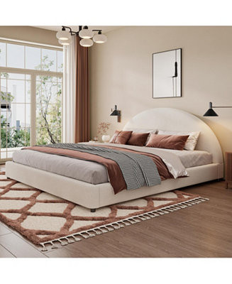Streamdale FurnitureKing Size Bed Frame With Boucle Upholstered Round Curved Headboard, White | Macy's