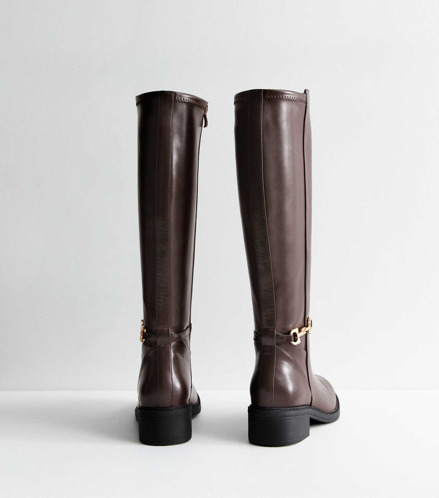 Wide Fit Brown Leather-Look High Leg Boots | New Look | New Look (UK)