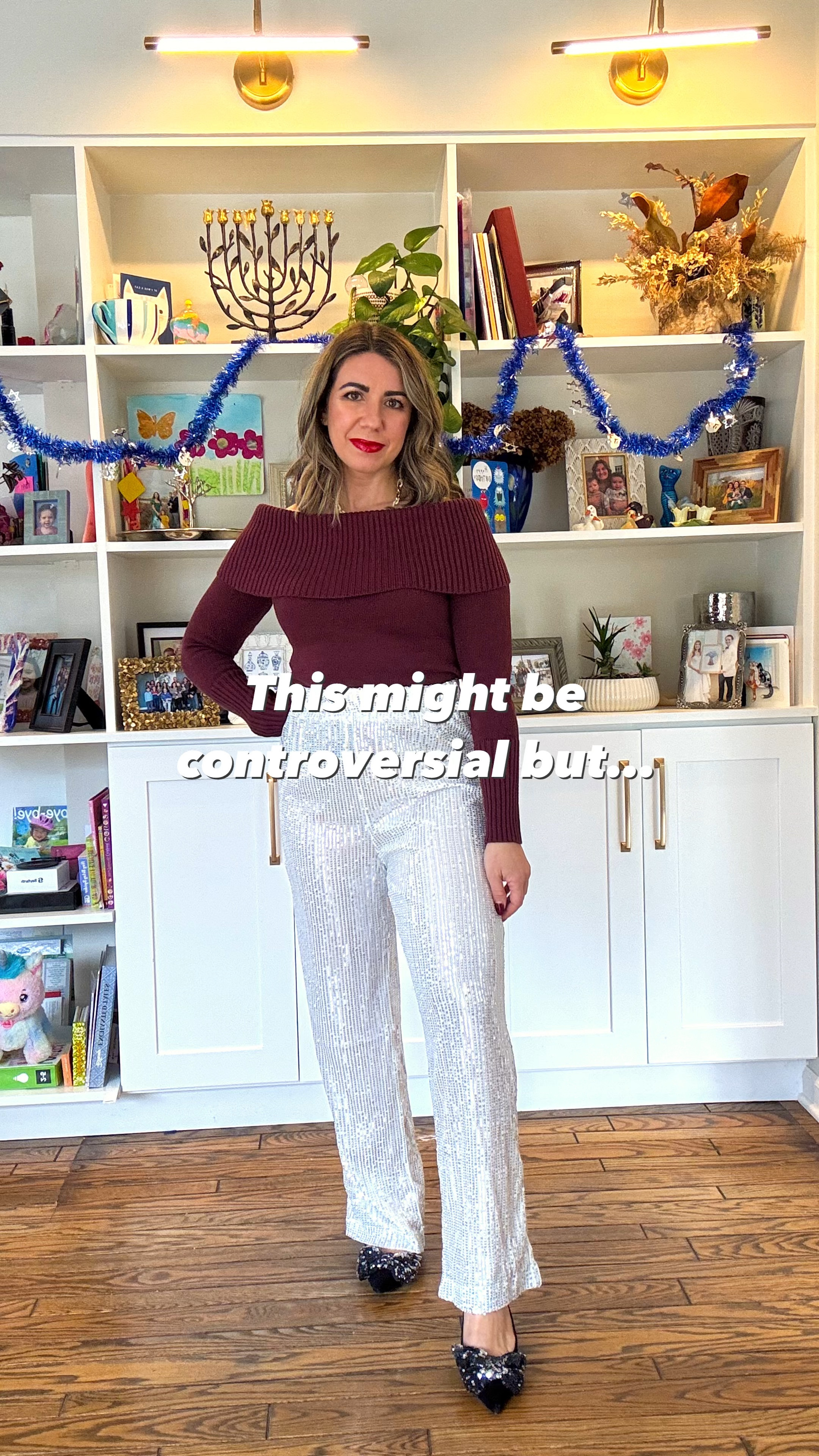 Holiday outfit! Perfect for new years OR the holidays! I have a small in the pants and top. Pants are a great length for petites! 

#LTKStyleTip #LTKFindsUnder50 #LTKHoliday