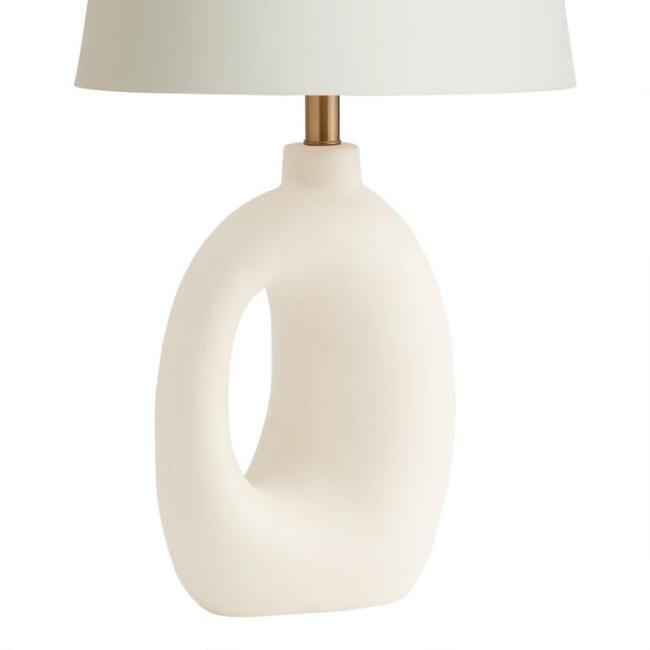 White Abstract Ceramic Lyra Table Lamp Base | World Market