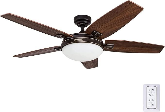 Honeywell Carmel 48-Inch Ceiling Fan with Integrated Light Kit and Remote Control, Five Reversibl... | Amazon (US)