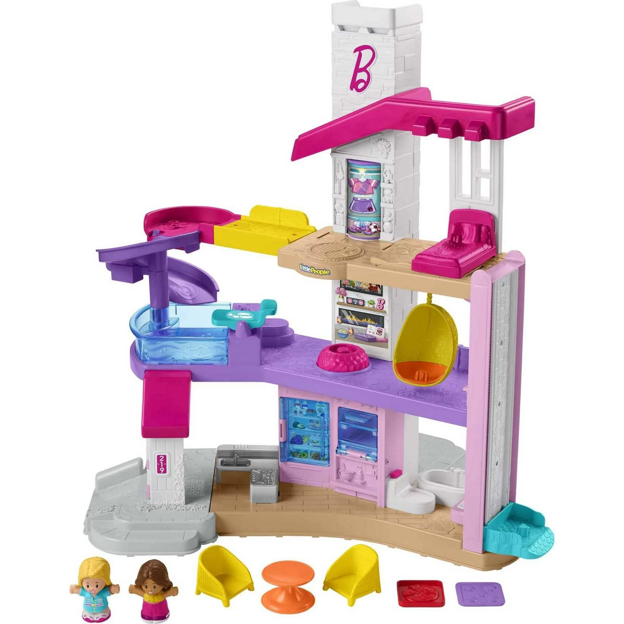 Fisher-Price Little People Barbie Little DreamHouse Toddler Playset with Music & Lights, 7 Pieces | Walmart (US)