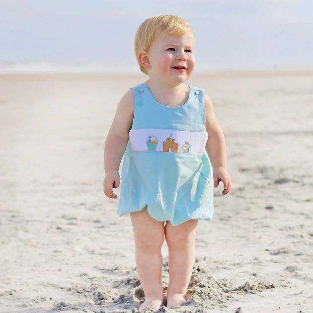 Beach Baby Mint Smocked Sun Bubble | Classic Whimsy