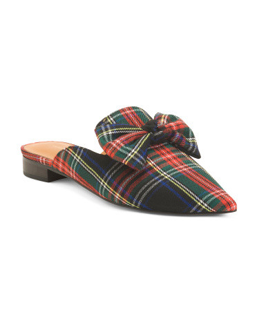 Plaid Picadeli Bow Mule Flats | TJ Maxx