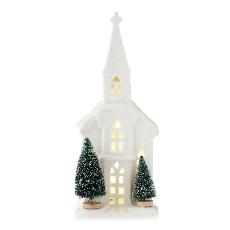 Holiday Time Church with LED Light and Music, 11" - Walmart.com | Walmart (US)
