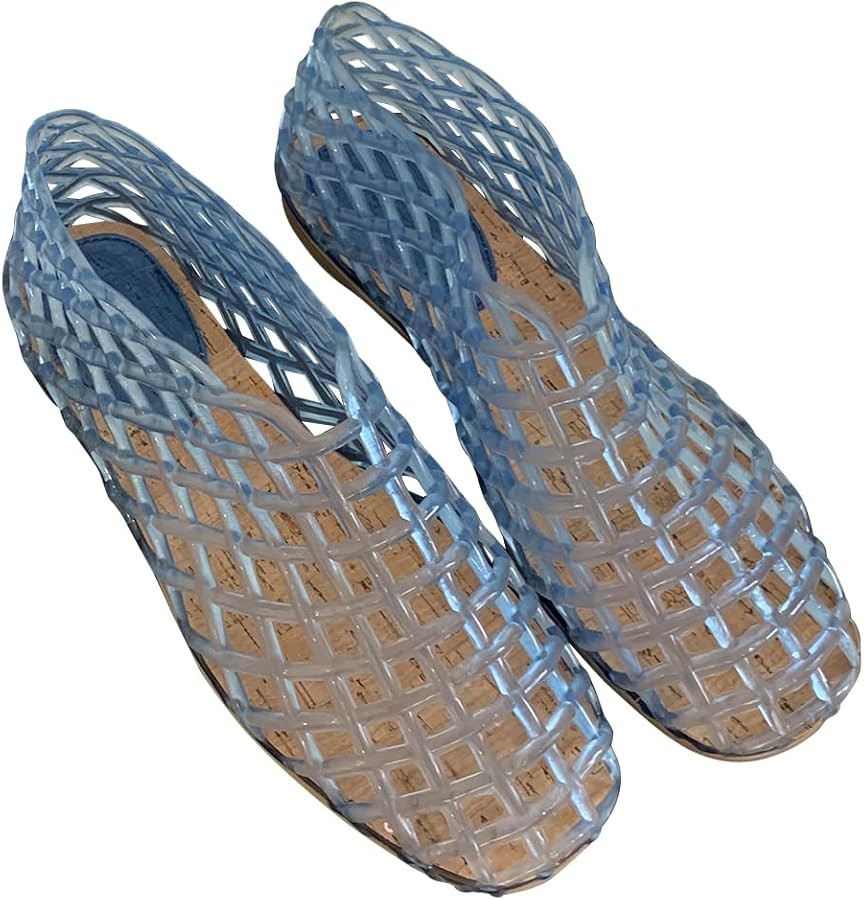 FIENZA Jelly Mesh Ballet Flats for Women, Clear Jellies Hollow Flat Sandals Comfortable Summer Be... | Amazon (UK)