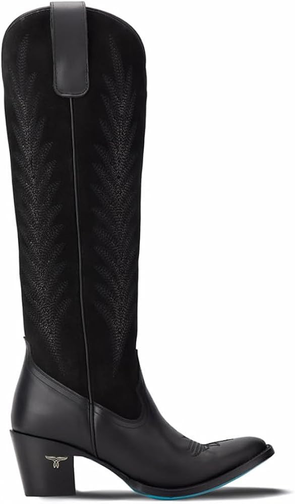Lane Womens Jentry Knee High Embroidered Round Toe Casual Boots Knee High Mid Heel 2-3" - Black -... | Amazon (US)