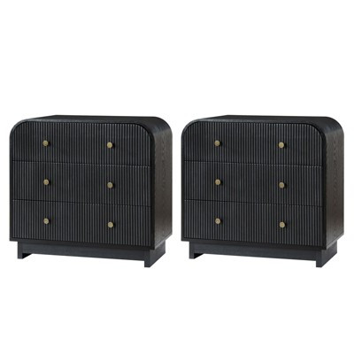Ernest 27 Tall 3-Drawer End Tbale Set of 2 |Hulala Home-BLACK | Target