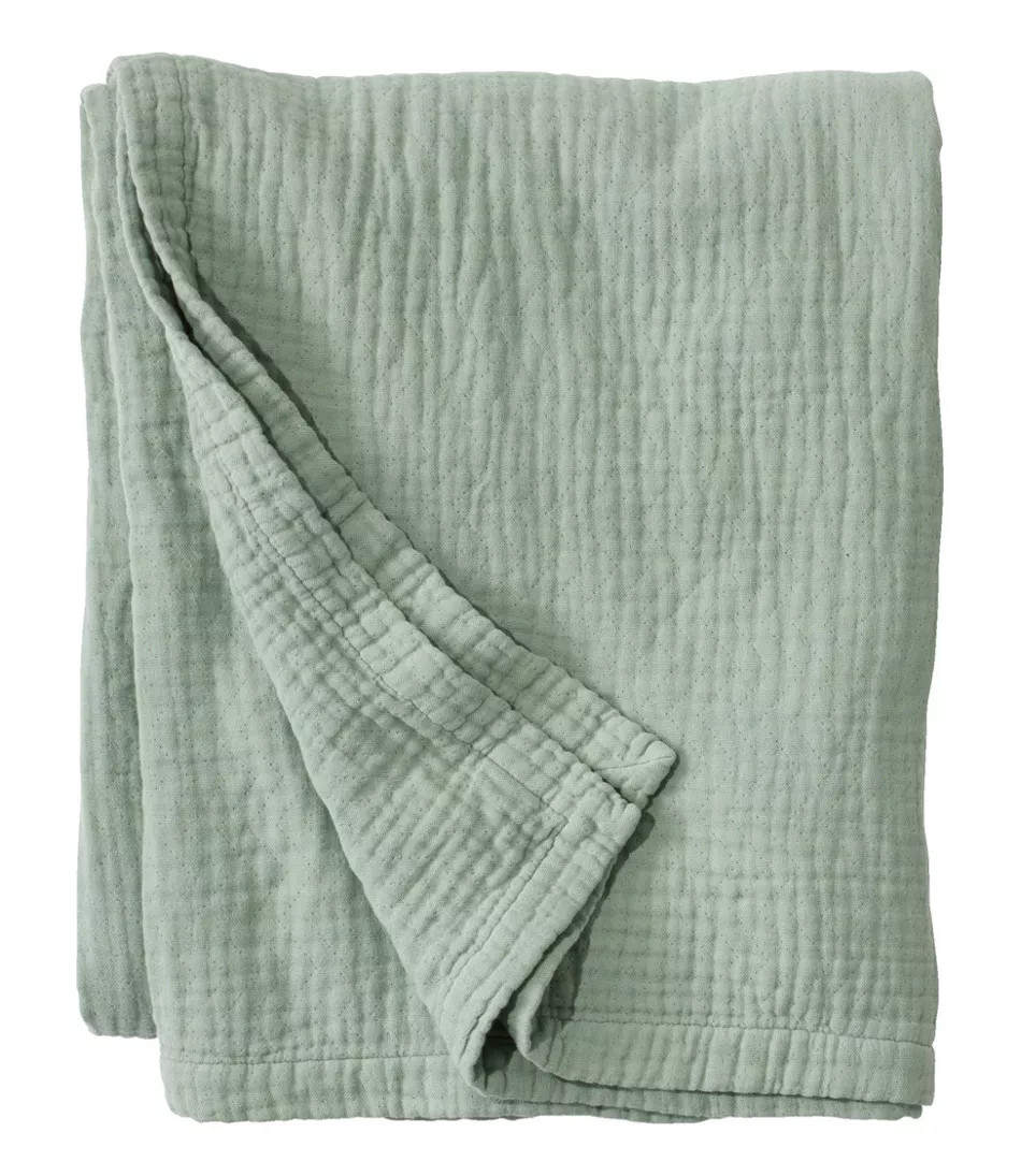 Lightweight Cotton Gauze Blanket Faded Sage Twin L.L.Bean | L.L. Bean