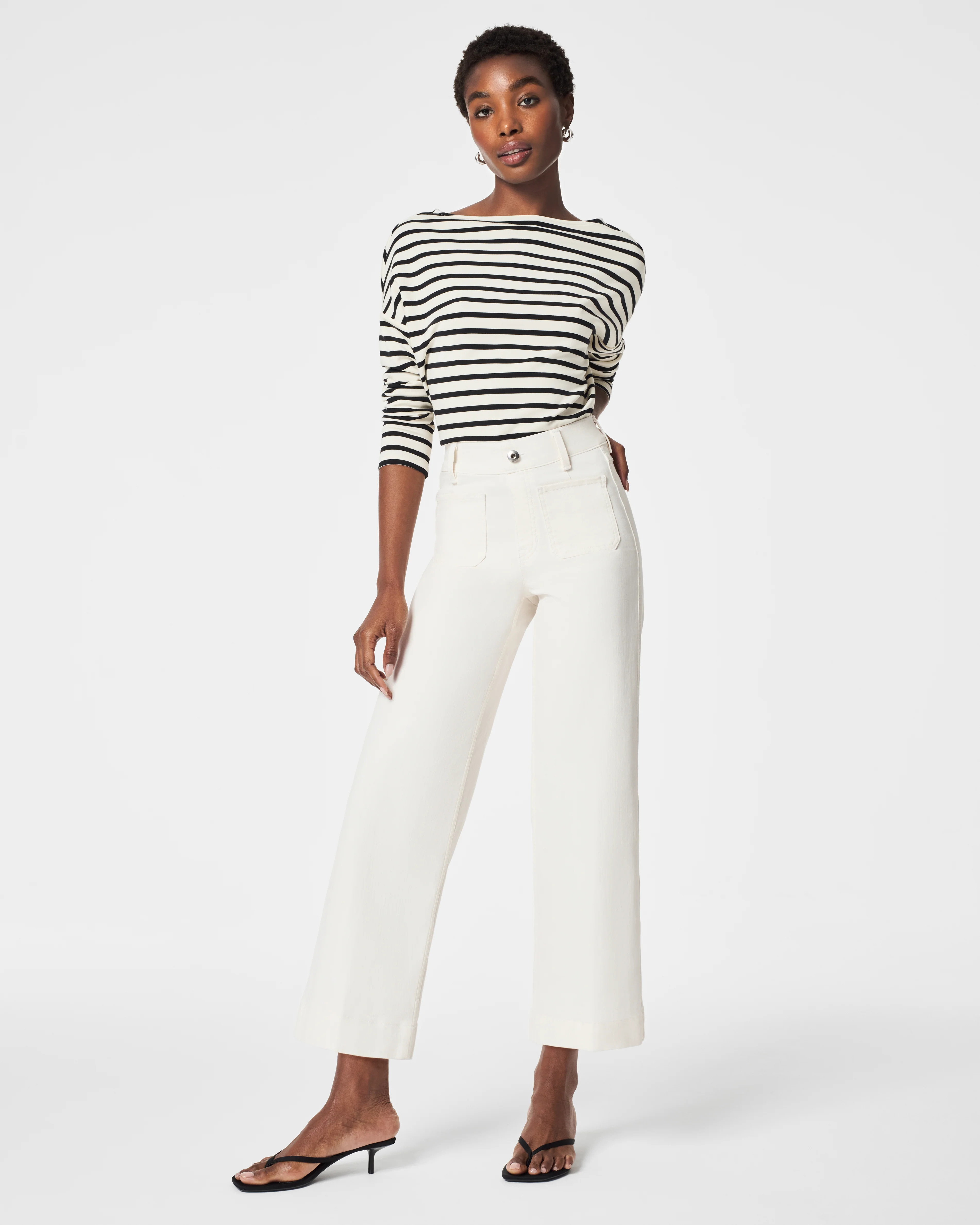 Cropped Wide-Leg Jeans, Ecru | Spanx