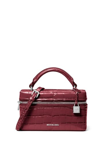 Michael Kors Jana Extra Small Top Handle Crossbody Bag, Silver-Tone Hardware/Crocodile Embossed Leather/Oxblood | Amazon (US)