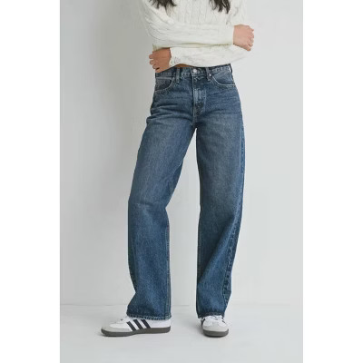Women's Relaxed Straight Denim - JUST BLACK DENIM 29 | Target