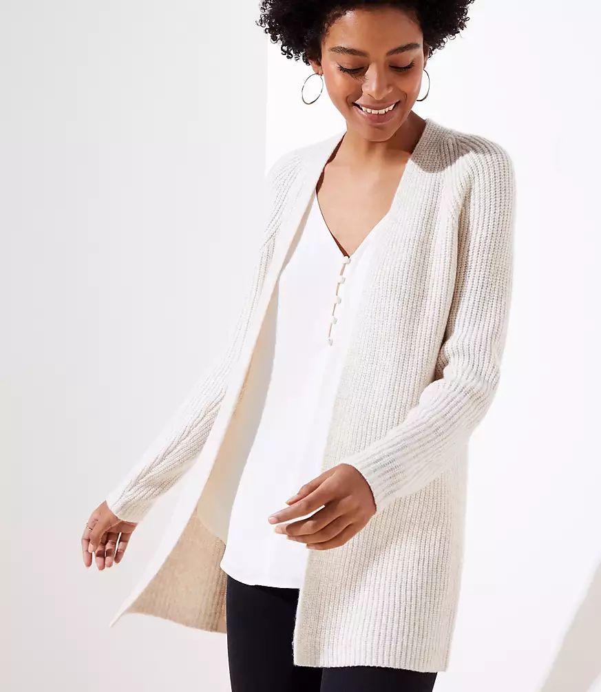 Ribbed Open Cardigan | LOFT