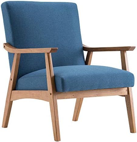 Mid-Century Modern Accent Chair, Retro Fabric Armchair W/Tufted Back, Solid Hardwood Made, Uphols... | Amazon (US)