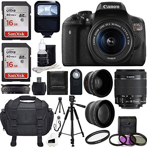 Canon EOS Rebel T6i DSLR CMOS Digital SLR Camera with EF-S 18-55mm f/3.5-5.6 IS STM Lens Bundle | Amazon (US)