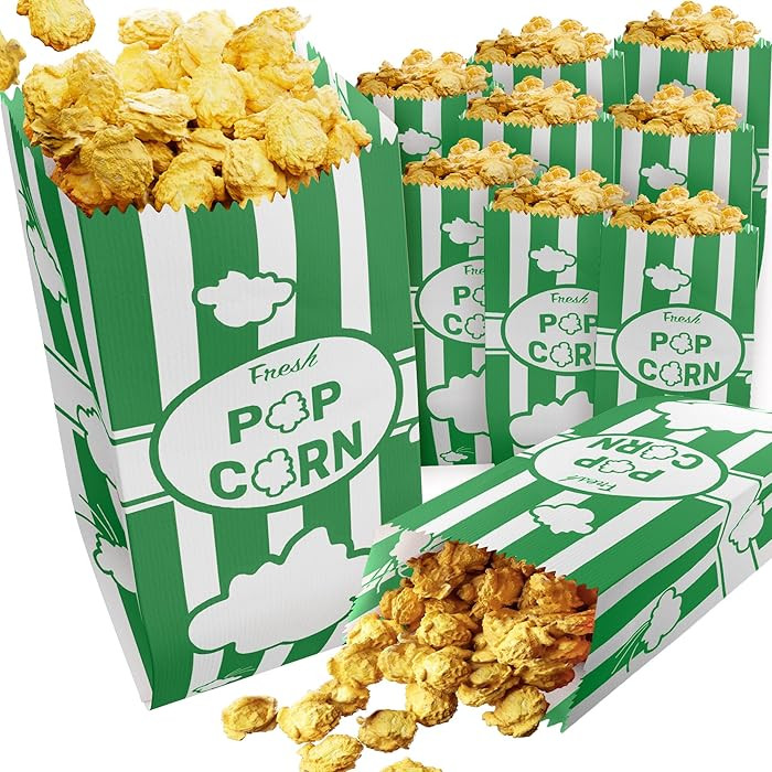 CUSINIUM 1oz Emerald Green Paper Popcorn Bags (100-pack) - Carnival Theme - Customizable | Amazon (US)