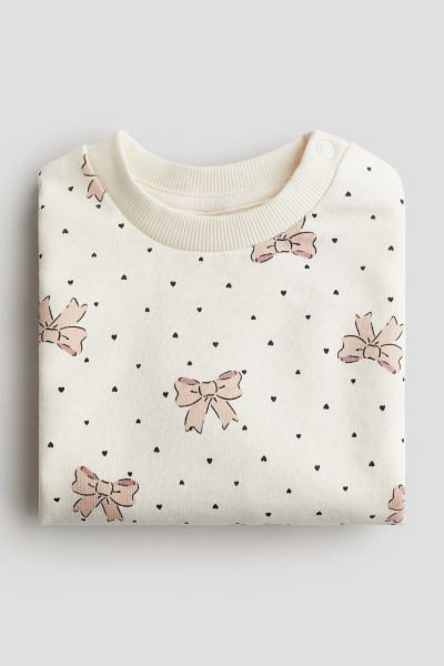 Printed Sweatshirt - Round Neck - Long sleeve - White/bows - Kids | H&M US | H&M (US + CA)