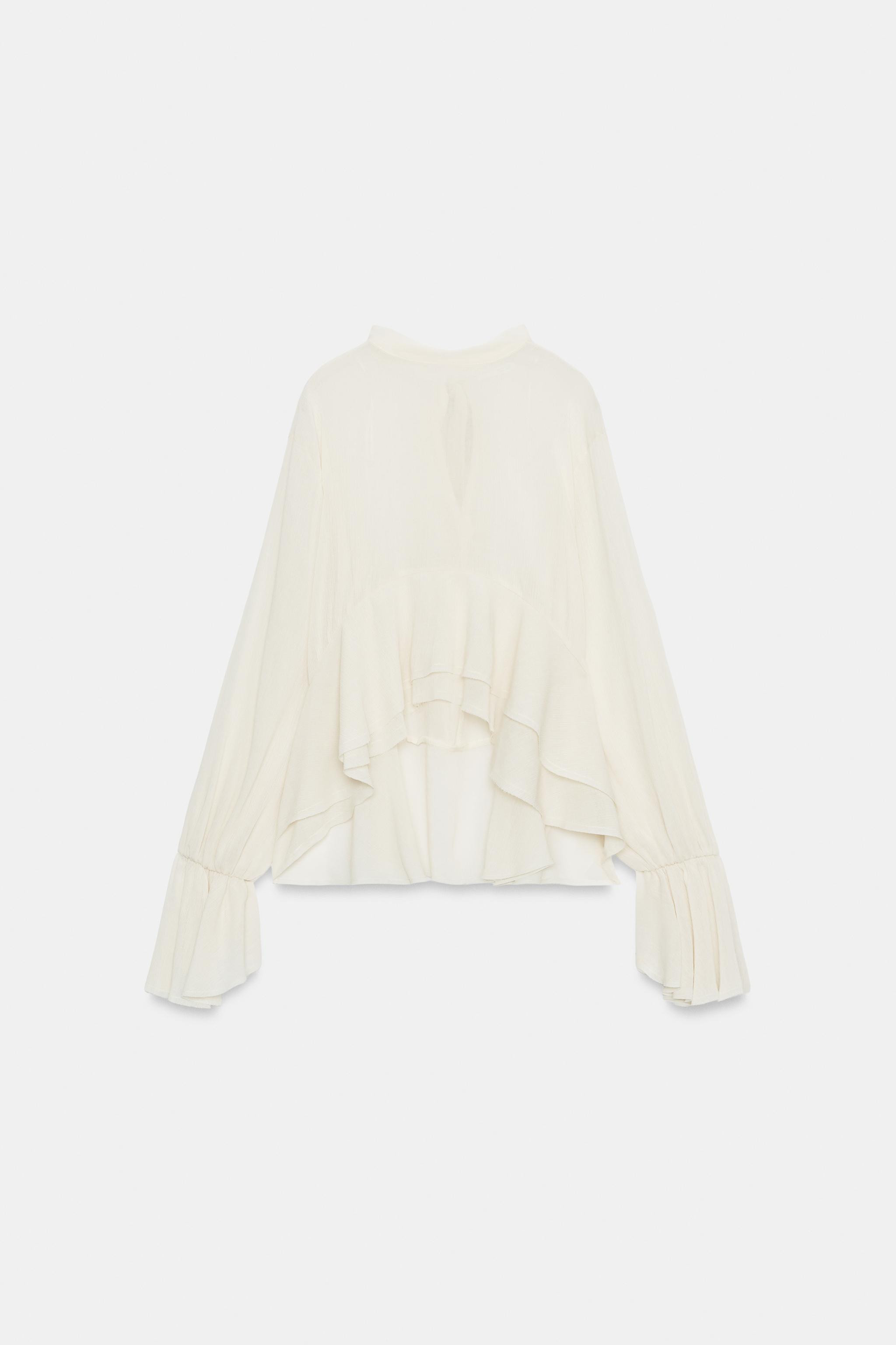 TOP SEMI-TRANSPARENT À VOLANTS | Zara FR