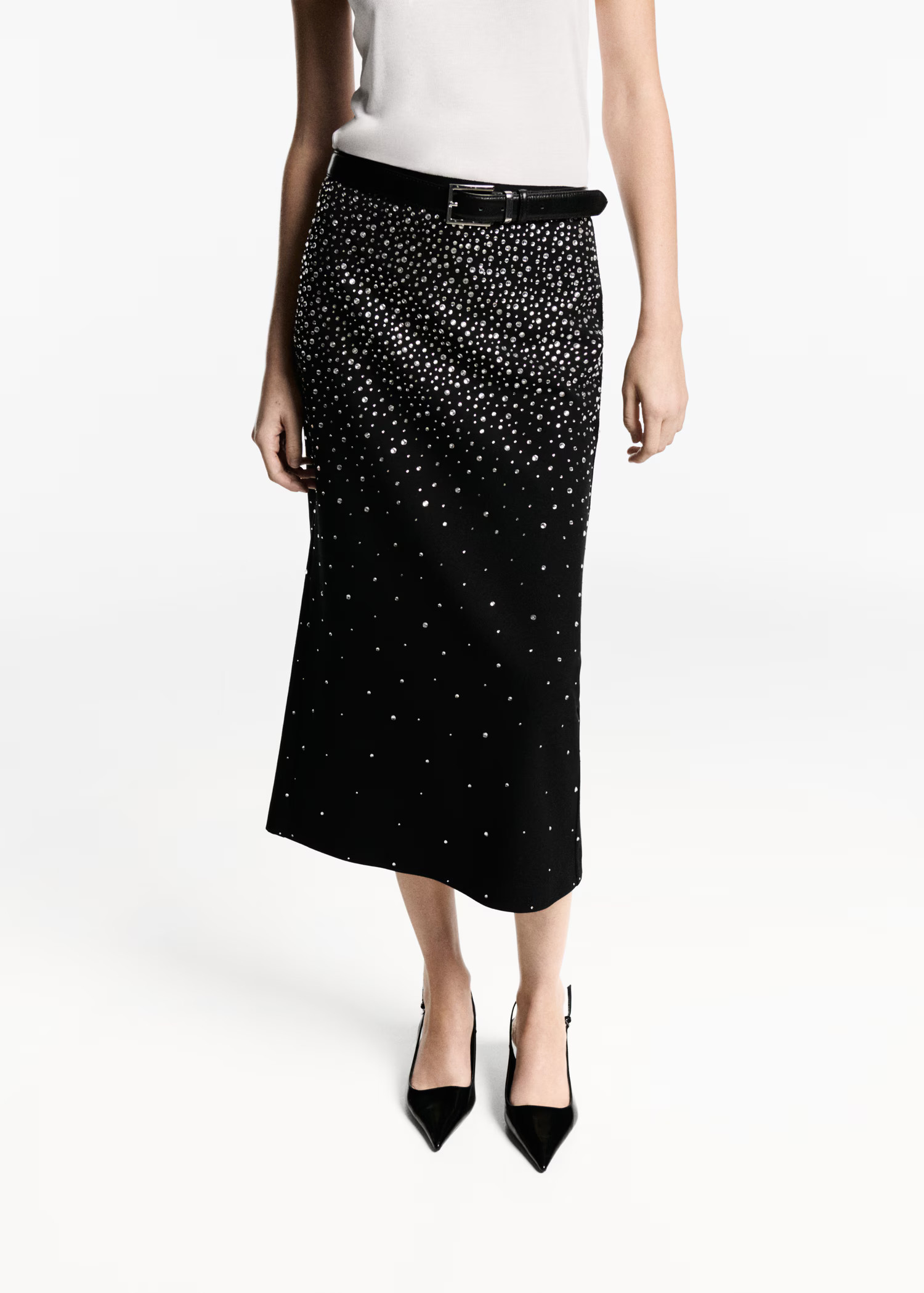 Midi-skirt with rhinestones | Mango (US/MX/AU)