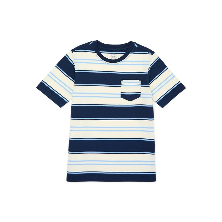 Wonder Nation Boys Stripe Tee with Short Sleeves, Sizes 4-18 & Husky | Walmart (US)