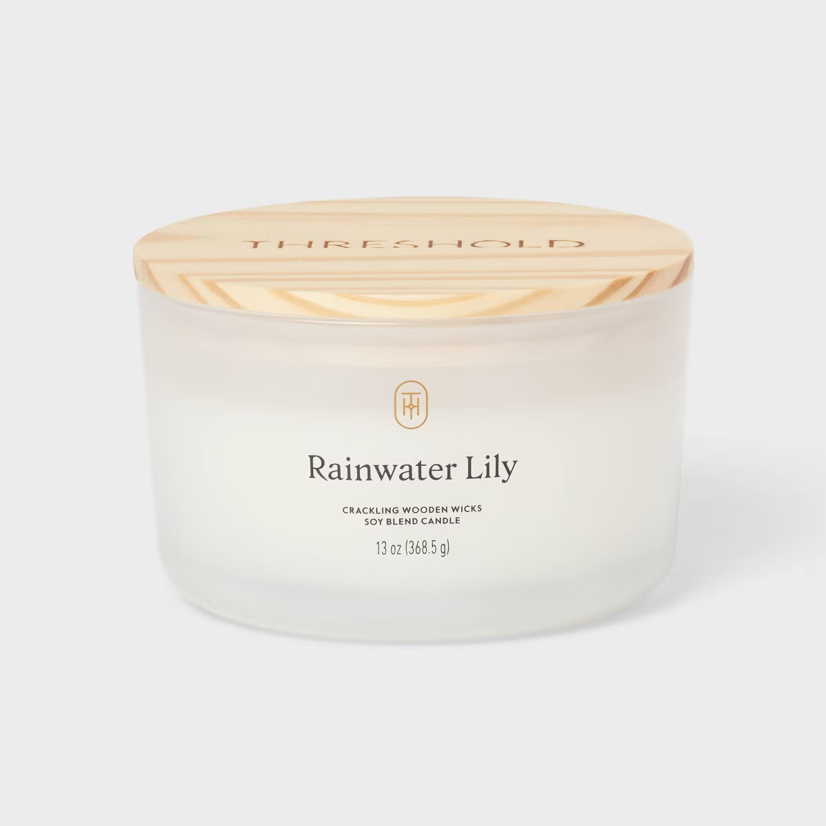 3-Wick Milky Glass Wooden Wick Rainwater Lily Jar Candle 13oz - Threshold™ | Target