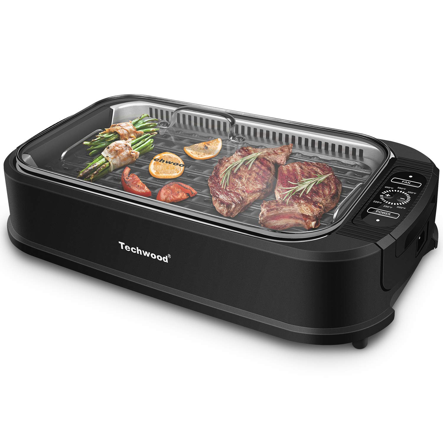 Techwood 1500W Smokeless Indoor Electric Grill with Non-Stick Plates and Tempered Glass Lid - Kor... | Amazon (US)