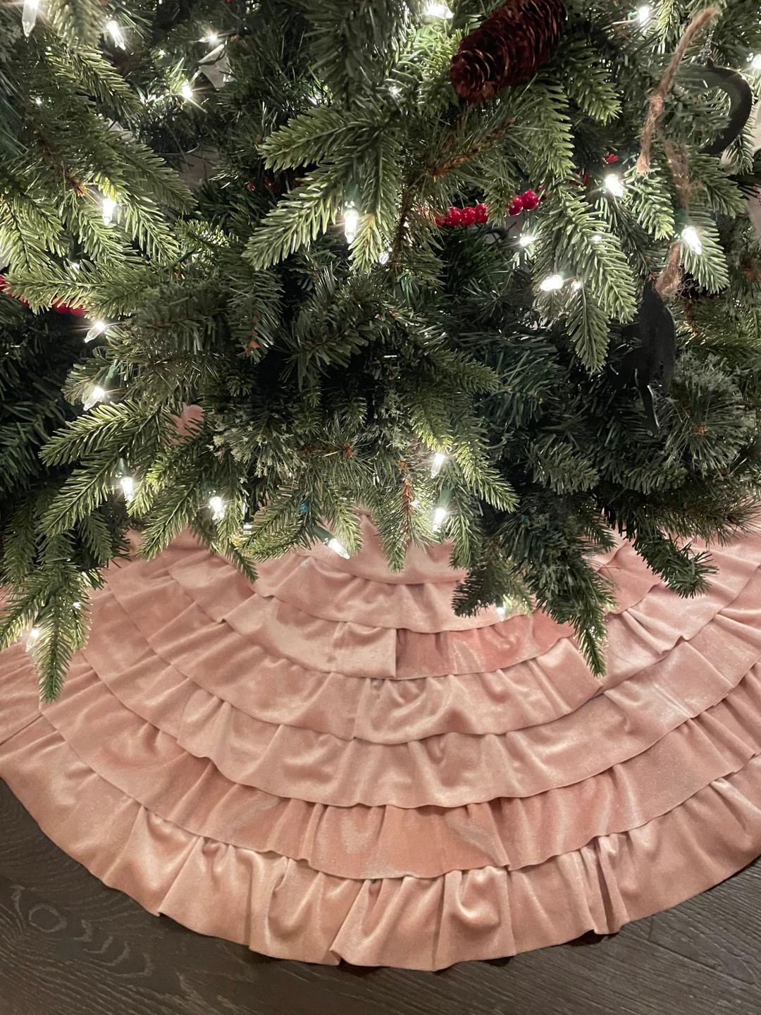 Ruffled Tree Skirt Rose Gold Pink Velvet Choose Size - Etsy | Etsy (US)