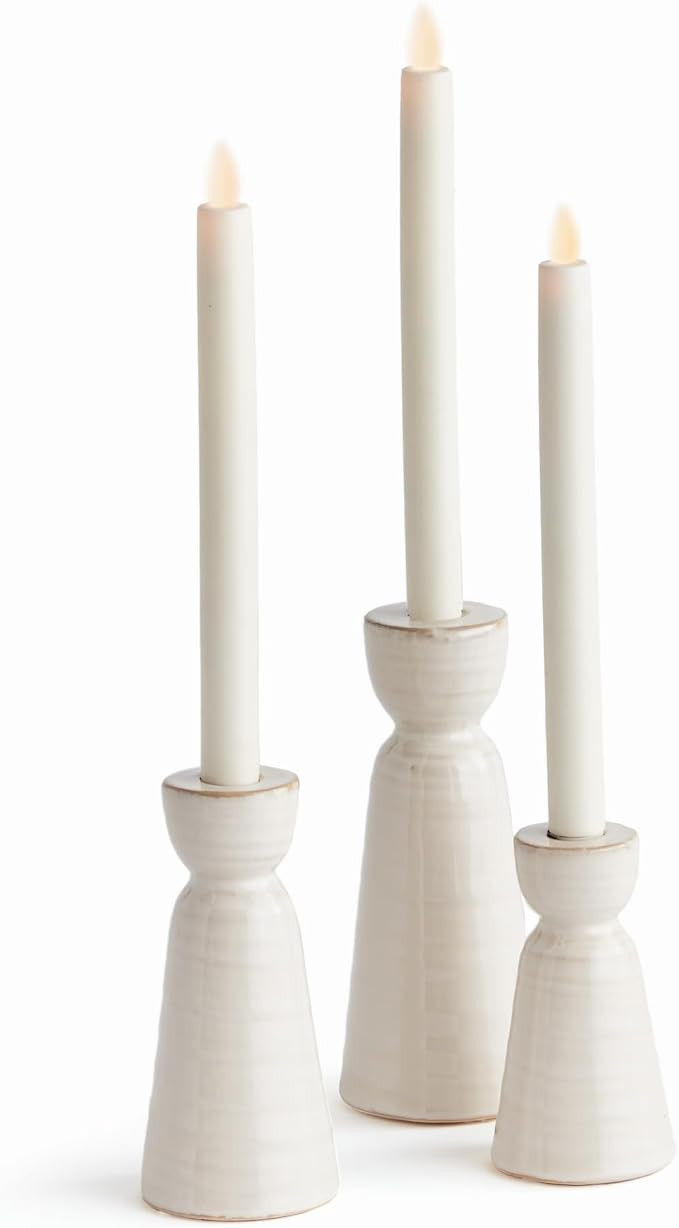 Napa Home & Garden Libbey Decorative Indoor Premium Glaze Finish Stoneware Taper Candle Holders S... | Amazon (US)