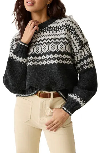 Faherty Willow Creek Fair Isle Wool & Cashmere Blend Sweater in Grey Valley Fairisle at Nordstrom Rack, Size Xx-Small | Nordstrom Rack