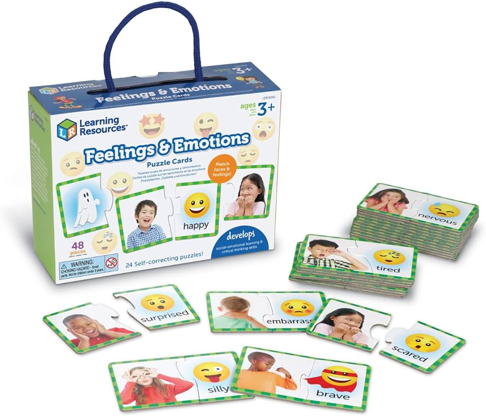 Learning Resources Feelings & Emotions Puzzle Cards, 48 Pieces, Ages 3+, Social Skills Toys, Spee... | Amazon (US)
