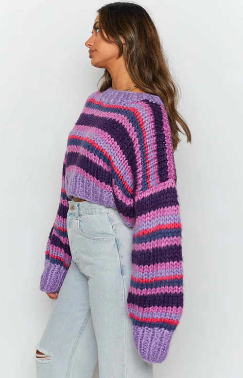 Belmont Stripe Sweater Purple | Beginning Boutique (AU)