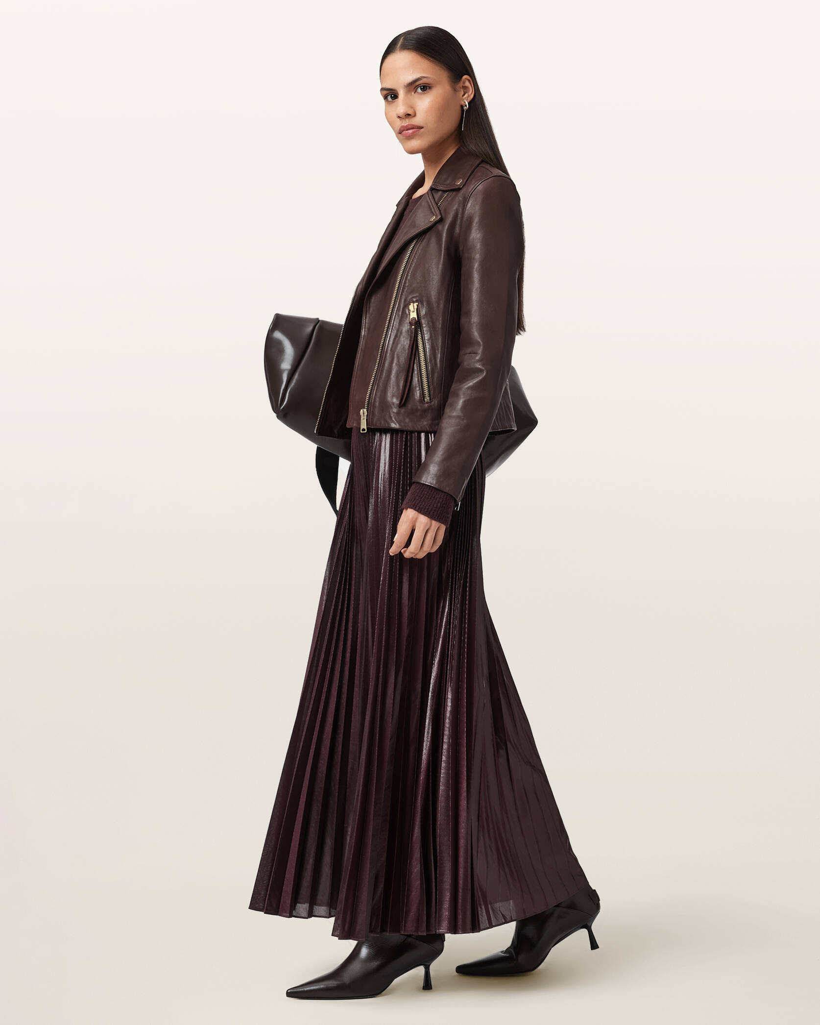 Dalby Slim Fit Leather Biker Jacket OXBLOOD RED | ALLSAINTS US | AllSaints US