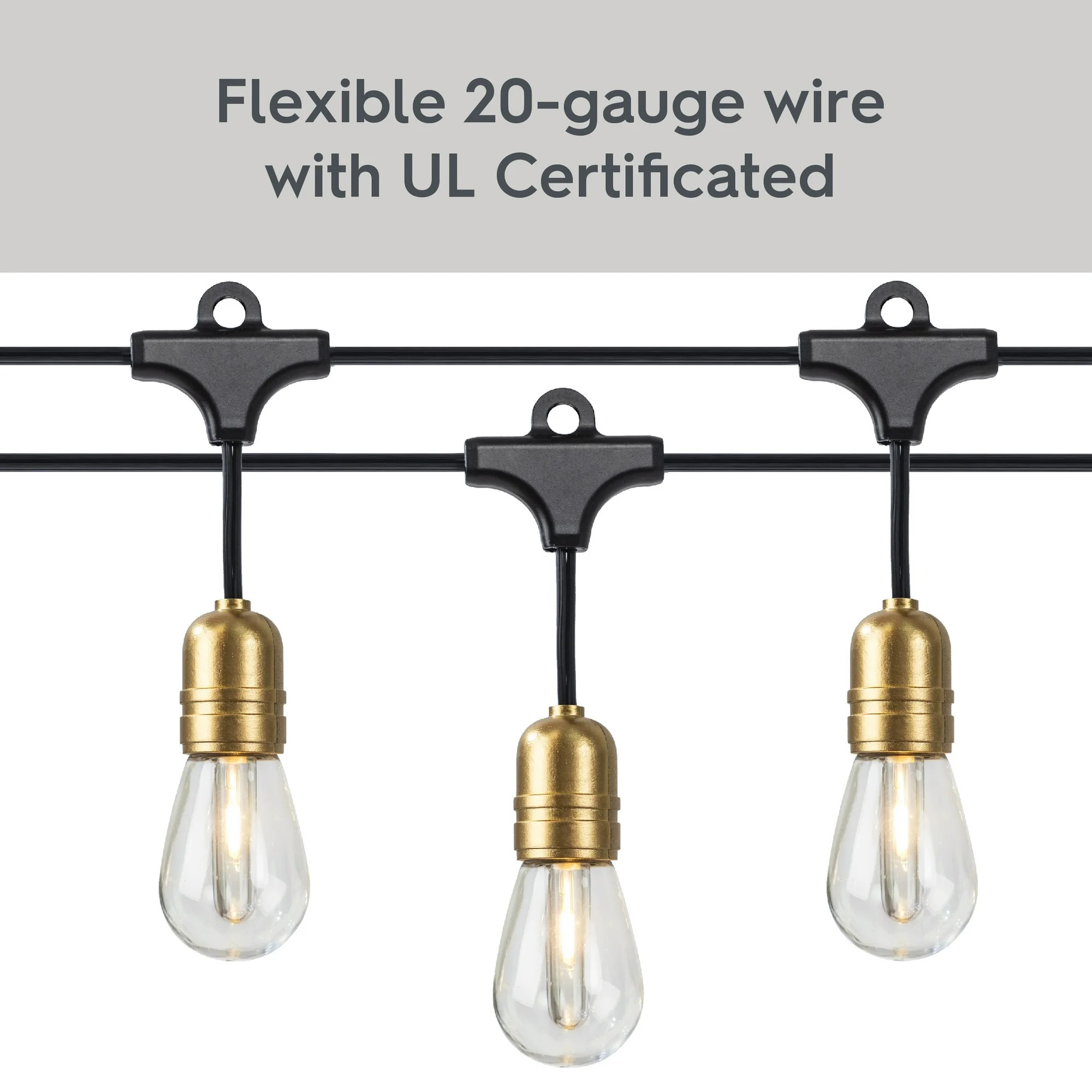 Better Homes & Gardens 10-Light Plug-in Gold Edison Outdoor String Lights | Walmart (US)