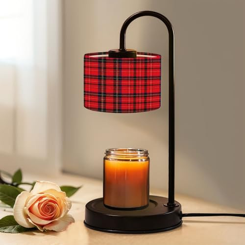 Candle Warmer Lamp with Timer Dimmer, Red Black Scottish Tartan Plaid White Blue Accents Lamp Candle Warmer with 4 Bulbs for Jar Candles House Warming Women Gifts for Birthday Home Decor | Amazon (US)