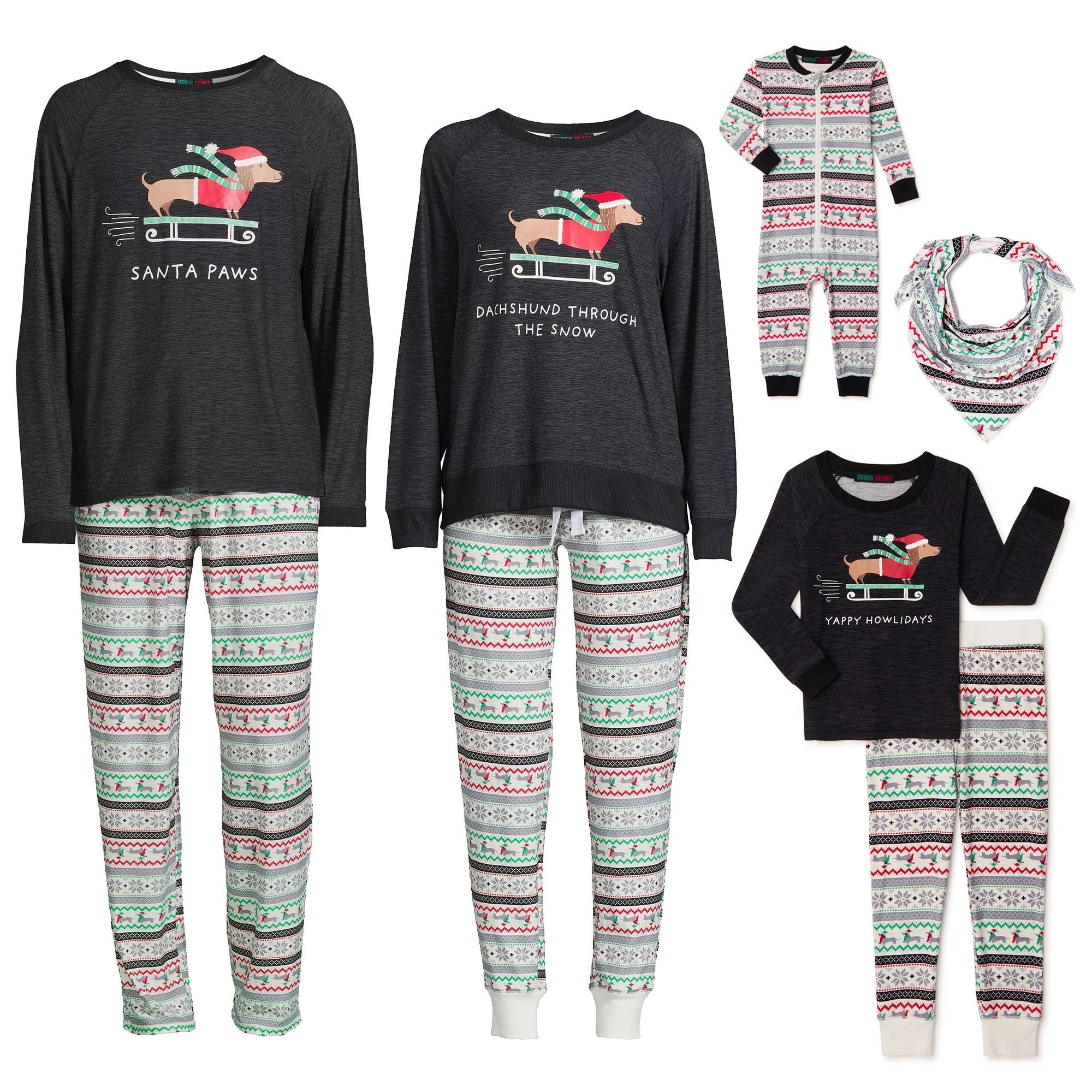 Derek Heart Dachshund Holiday Matching Family Christmas Pajamas Toddler Unisex Sleepwear Set, 2-P... | Walmart (US)