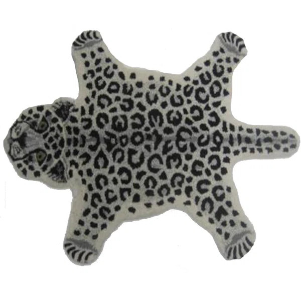 Terrazzo Animal Print Tufted Wool Black/White Area Rug | Wayfair North America