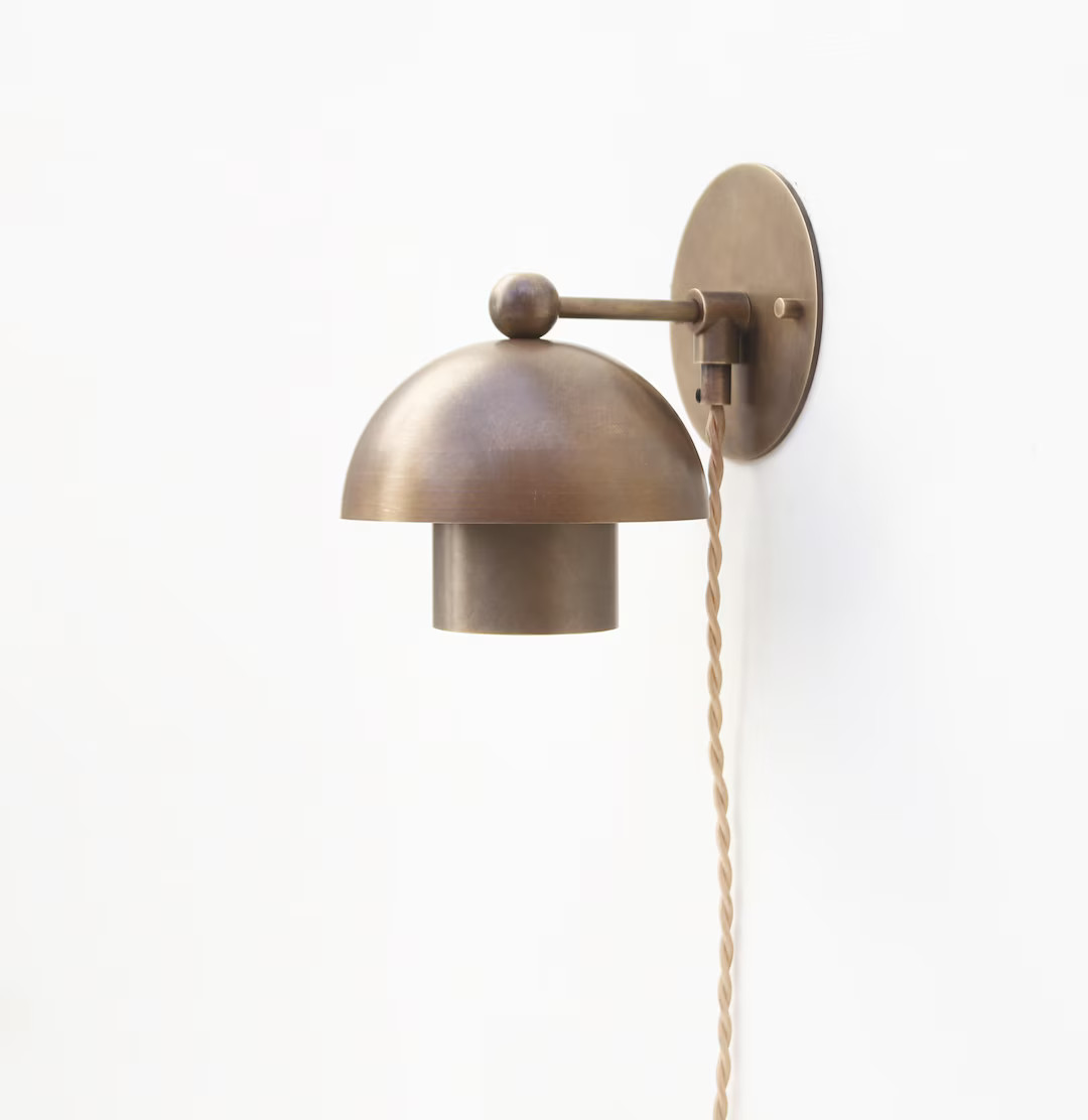 Plug-in Brass Wall Sconce Light, Modern Brass Light, Industrial Style Wall Sconce Light, Plug-in ... | Etsy (US)