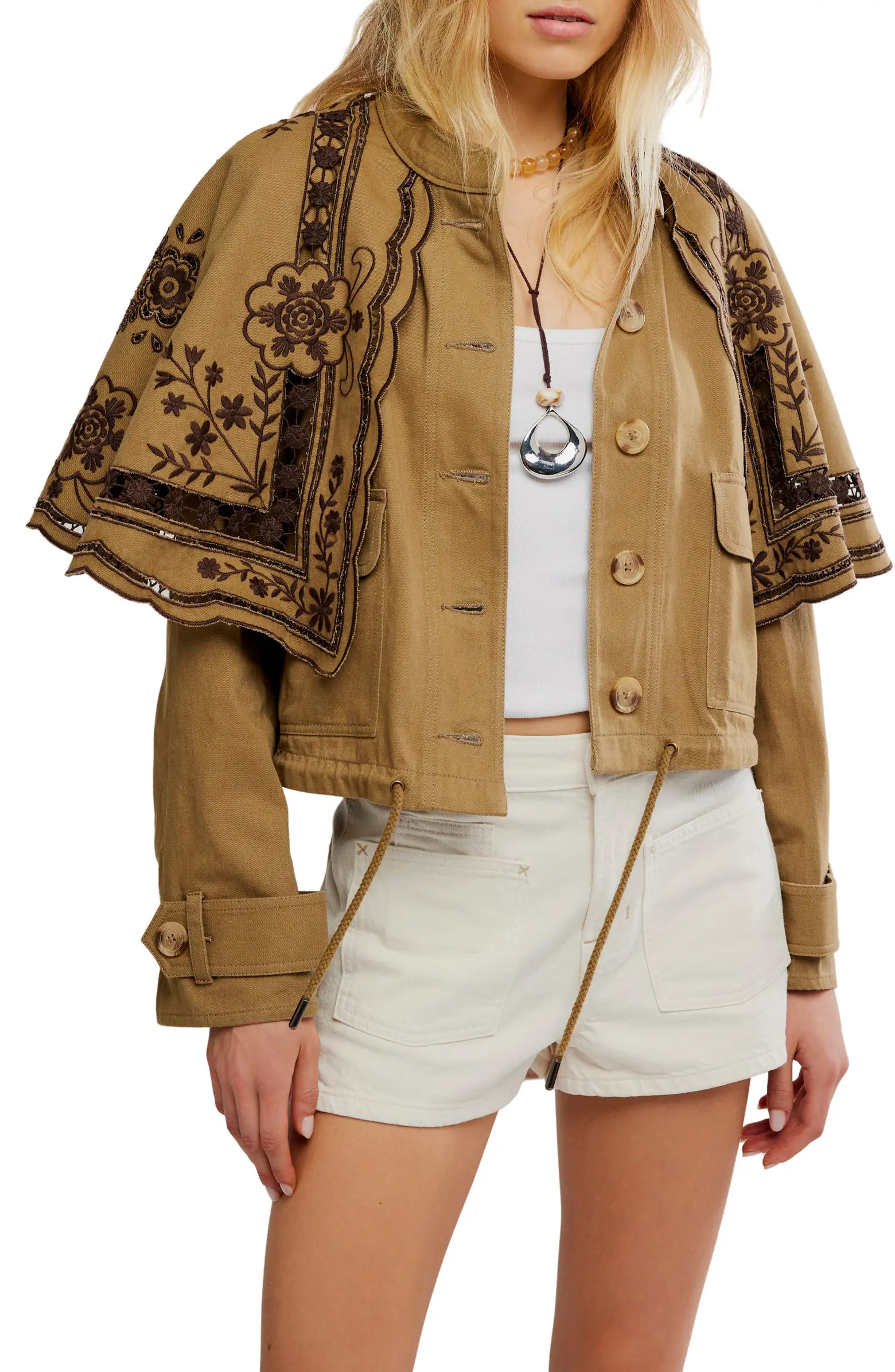 Bali Hideaway Cutwork & Embroidery Cotton Jacket | Nordstrom